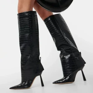 Women’s Knee-High Boots Solid Waterproof Fashion Pointed Toe Thin High Heels Autumn Winter Long Booties