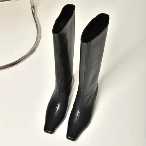 Women’s Knee High Genuine Leather Square Toe Heel Boots Autumn Winter Summer
