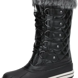 Women’s Knee High Snow Boots Waterproof EVA Midsole Thermal Keep Warm High Cotton Boots for Winter