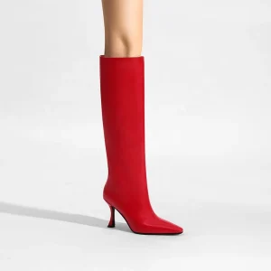 Women’s Knee High Stiletto Kitten Heels Boots Pointed Toe Closure Party Boots for Ladies Classic High Boots for Ladies