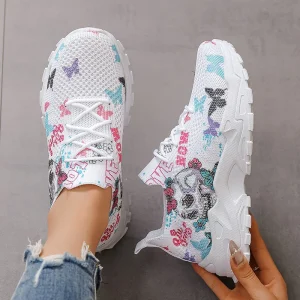 Women’s Knit Mesh Sneakers Spring & Summer Soft Sole Breathable Printed Leisure Shoes