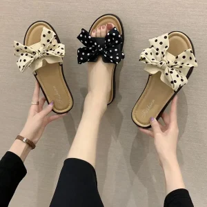 Women’s Korean Flower Heeled Wedge Sandals Anti Slip Rubber Outsole Breathable Cloth Upper Waterproof Lightweight Height