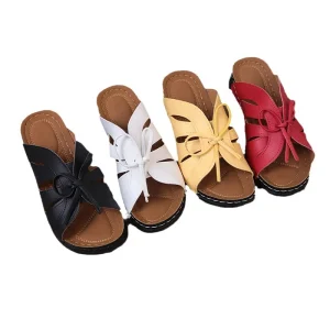 Women’s Korean Style Gladiator Wedge Heel Fish Mouth Thick Bottom Large Size Multi-Color Sandals Slippers Cushioning Print