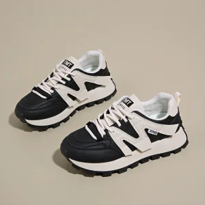Women’s Korean Style Heighten Shoes New Breathable White Versatile Sports Casual Shoes Running Ins Clunky Sneakers