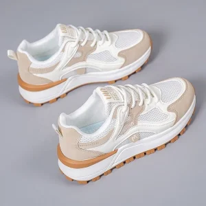 Women’s Korean Trendy Thick Sole Running Shoes Breathable Mesh Sneakers Anti-Slip Soft Comfortable Walking for Autumn