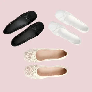 Women’s Lace Square Toe Flat Shoes Bow Decor Breathable Ballet Flats French Vintage Daily & Holiday Dress Shoes