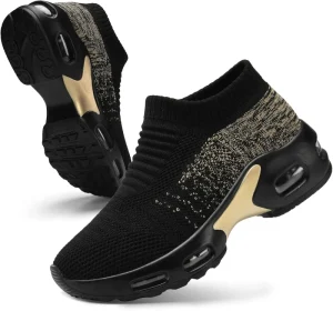 Women’s Lace Up Closed Toe Sock Sneakers Non Slip Lightweight Cushion Walking Shoes Stain Resistant All Seasons Work Shoes