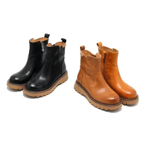 Women’s Lace Up Flat Calf Boots Summer Rubber Outsole Breathable Lightweight