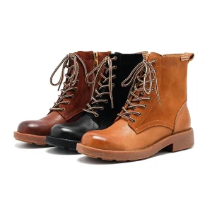 Women’s Lace Up Genuine Leather Breathable Comfort Strappy Ankle Boots for Autumn Winter