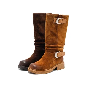 Women’s Lace Up Genuine Leather Comfort Soft Over the Knee Boots