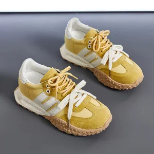 Women’s Lace-Up Sneakers Sporty Minimalist Casual Shoes Spring Summer Autumn Breathable Anti-Slip PU Upper Fashionable Evergreen