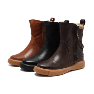 Women’s Lace Up Suede Upper Breathable Comfort Fleece Lined Calf Boots