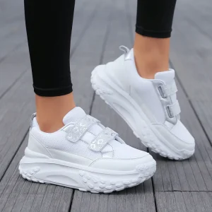 Women’s Lace Up Thick Sole Breathable Anti Slip Quick Drying Winter Height Increasing Running Walking Sneakers Style Shoes