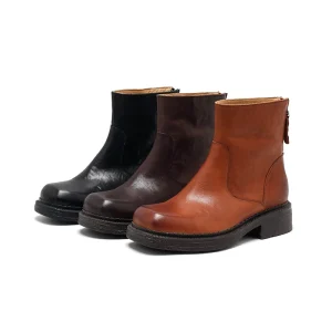 Women’s Lace up Genuine Leather Breathable Comfort Ankle Boots for Autumn Winter