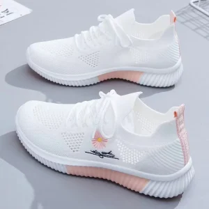 Women’s Lace-up Mesh Running Shoes Summer Breathable White Sneakers Fashion Trend Casual Shoes