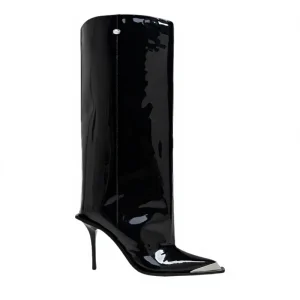 Women’s Large Calf Mid-calf Square Toe High Heel Boots Metal Toe Super High Heel