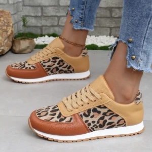 Women’s Large Size Leopard Print Casual Sneakers Stylish Pattern Ultra Cushioned Insole Stylish All Day Comfort Footwear