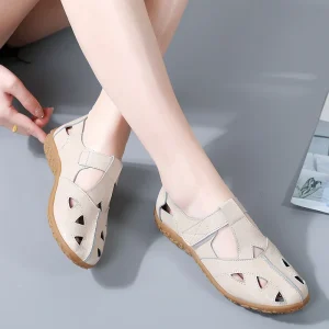 Women’s Large Size Loafers for Spring Summer Cross Border New Platform Sandals Hollow Shoes Clogs Comfortable Mom Flats