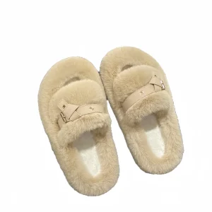 Women’s Large Size Slippers Fluffy Plush Home Shoes Non slip Soft Warm House Indoor Ladies Slippers for Women