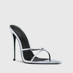 Women’s Large Size Stiletto High Heels Mules Sandals Open Toe and Back Counter Height Increasing Feature for Summer