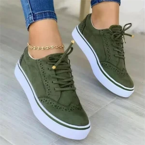Women’s Large-Size Summer Lace-Up Canvas Sneakers Comfortable Casual Flat-Bottom Solid-Color Sneakers Round-Toe New Trendy Style