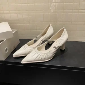Women’s Leather Pump Work Shoes Thin Heels Slip On Anti Slippery Lightweight Comfort Height Increasing Breathable Fashion Trend