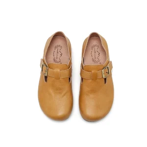 Women’s Leather T-Strap Mary Jane Flats Adjustable Buckle Casual Flat Shoes