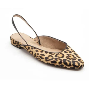 Women’s Leopard Print Slingback Mules Sandals Low Heel Breathable Straps Mules with Round Toe for Summer and Autumn