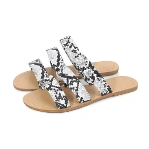 Women’s Leopard Snake Print Slip-on Jelly Shoes Outdoor Slippers Cute Flat Slippers