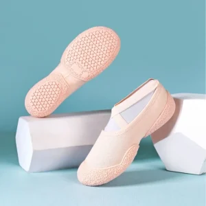 Women’s Lightweight Breathable Ballet Flats for Yoga Dance Soft Soled Non Slip Sports Sneakers Jump Exercise Shoes with Elastic