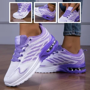 Women’s Lightweight Breathable Mesh Fabric Upper Sneakers with Cushioned PU Midsole Lace-Up Closure Sporty Design
