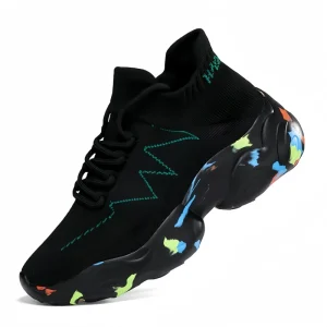 Women’s Lightweight Breathable Sock Sneakers Spring Summer Work & Casual Running Shoes Knit Upper Chunky Sole Walking Style