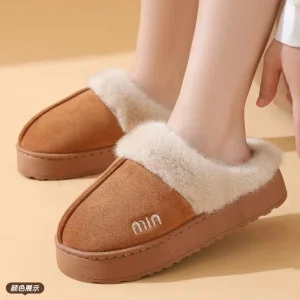 Women’s Lightweight EVA Slippers Cloud Soft with Open Toe and Fur Autumn Season Home Wear Spring and Winter Warm Plush