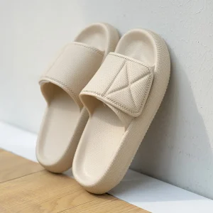 Women’s Lightweight EVA Summer Sandals for Velcro Platform Flat Fashion Trend Bathing Slippers for Home Use Ladies’ Bathroom