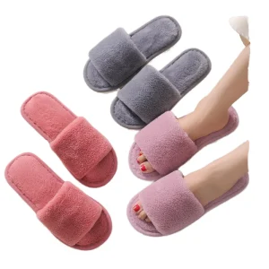 Women’s Lightweight Faux Fur Slippers 36-41 Winter Warm Flats and Slides for Spring and Autumn