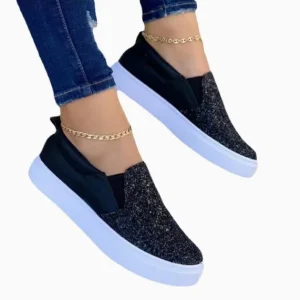 Women’s Lightweight Flats Rhinestone Bling Sneakers Fashion Trend Ladies Loafers Comfortable Walking Shoes
