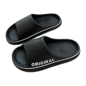 Women’s Lightweight Letter Slippers Beach Sandals Thick Sole for Indoor Beach Anti Slip Summer Couple Shoes Men’s Indoor