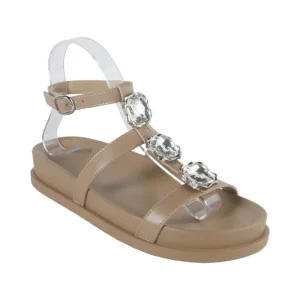 Women’s Lightweight Open Toe Flat Sandals with Rhinestones Sexy Outdoor PU Insole for Summer Parties