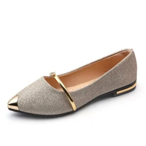 Women’s Lightweight Single Summer Flats Pointed Flat Design Shallow Mouth Button Casual Lady Shoes