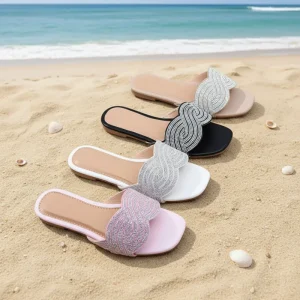 Women’s Lightweight Square Toe Mules with Breathable Embroidery for Comfortable Outdoor Wear