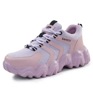 Women’s Lightweight Summer Breathable Steel Toe Safety Shoes Comfortable Anti Smashing Anti Piercing Work Shoes for Industrial