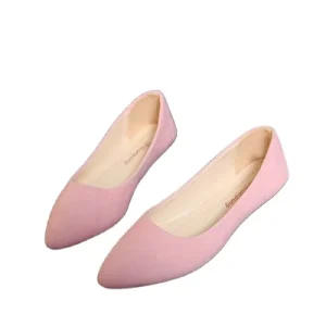 Women’s Lightweight Summer Work Shoes Single Flat Heel Casual PVC Leopard Boat Design Shallow Mouth Pointed Button Closure