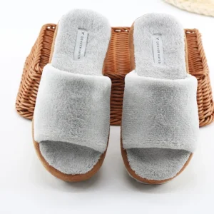 Women’s Lightweight Thick Soled Platform Open Toe Slipper High Heels Rabbit Hair Sponge Concave Design Summer Autumn Winter