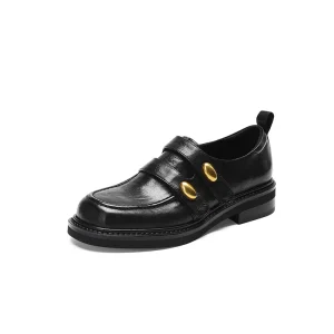 Women’s Loafer Shoes Genuine Leather Buckle Slip-On Dress Flats Lightweight Comfort