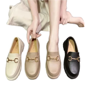 Women’s Loafers British Soft Sole Waterproof Low Top Slip On Rain Boots Closed Toe Autumn Winter Fashion Trend