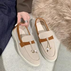 Women’s Loafers Flat Shoes Breathable Lightweight Soft Sole Tassel Color block Design Summer Casual Shoes 35-43 Size