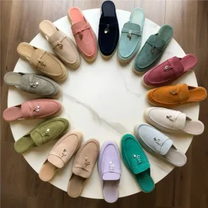 Women’s Loafers High Quality Big Size Leather Original Brand Luxury Designer Shoes Outdoor Slip on Flat Shoes Slippers