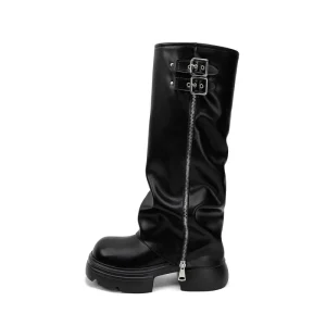 Women’s Long Riding Boots British Style Spice Girl Platform Height Increasing for Autumn Winter