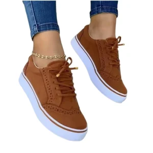 Women’s Low Cut Brown Retro Suede Hollow Out Leather Custom Shoes Sport Running Sneakers Casual Breathable Spring Autumn
