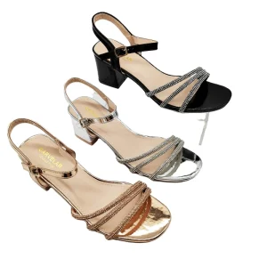 Women’s Low Heel Sandals Chunky Heels Ankle Straps Buckles Open Toe Rhinestone Heels Parties Wedding Dresses Pumps Shoes